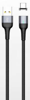 Кабель магнітний Usams U28 Fast Charge USB - Type-C 2 A / Type-C 3 A 1 м плетений Steel (6958444965970)