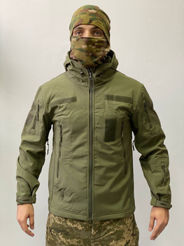 Армійська куртка SoftShell водонепроникна, тепла, колір олива, L