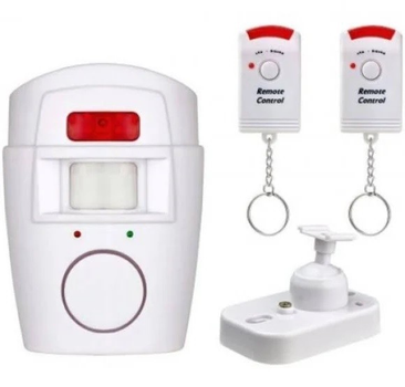 Сигналізація для дому ALARM-105 Біла Сенсорна інфрачервона на батарейках бездротовий датчик руху 2 пульти на брелку