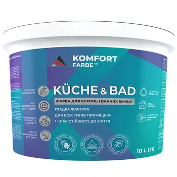 Фарба для кухонь і ванних кімнат Komfort Farbe Küche&Bad біла 10 л