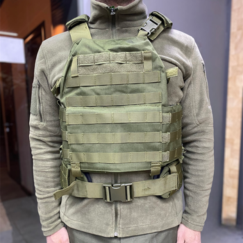 Плитоноска / жилет тактичний Defcon5 Carrier Vest з поясом, Олива, на Моллі