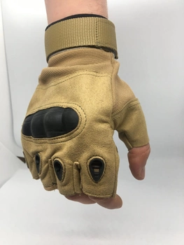 Військові штурмові рукавички без пальців Combat похідні захисні армійські Пісочний L (2399902) Kali