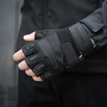 Тактические беспалые перчатки военные армейские защитные охотничьи Черные M (23994) Kali
