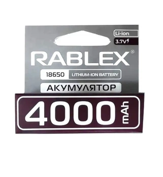 Аккумулятор с защитой от перезаряда переразряда замыкания Rablex 4000 Mah Li-Ion 1865O 3.7V