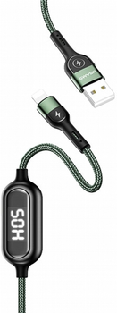 Кабель Usams U48 USB Type-A на Lightning 2 A Fast Charging LED 1.2 м Green (SJ423USB02) (6958444985688)