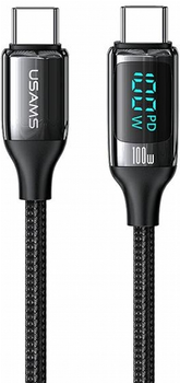 Кабель Usams U78 USB Type-C на USB Type-C LED 100 W Fast Charging 1.2 м Black (SJ546USB01) (6958444975450)