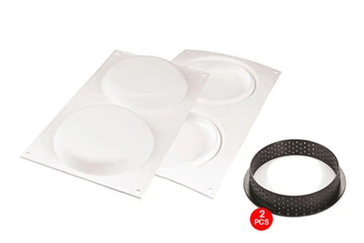 Форма для тарта Silikomartлеток Kit Tarte Round Ring Ø150 37.5х21х1.5см/456мл силіконова + 2 кільця (KIT TARTE RING D150 MM)
