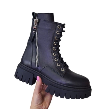Женские высокие ботинки / берцы из натуральной кожи TEONA арт. 1376-22 черные 37 р.