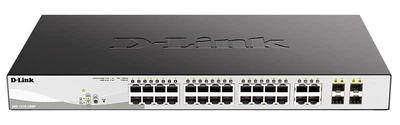 Комутатор D-Link DGS-1210-28MP/F4 Smart L2 Switch 24х1000Base-T PoE, 4хCombo 1000Base-T/SFP, PoE Budget 370W, Compact CLI