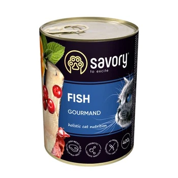 Вологий корм для кішок Savory Cat Can Adult 400 г, з рибою