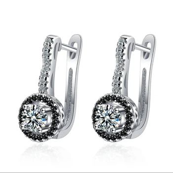 Сережки срібло стиль класика прикрашені каміннямSwarovski 1189