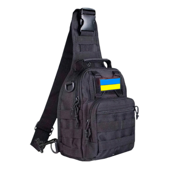 Cумка через плече слінг 6 л (хакі) з прапором України