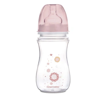 Бутылка с широким антиколиковым отверстием Easystart Newborn baby 240 мл Canpol babiesл Розовые цветы (5901691813168)