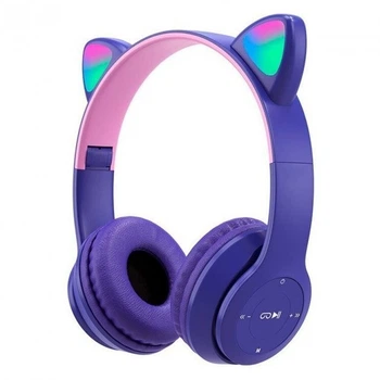 Детские беспроводные Bluetooth наушники с подсветкой Y-47 Cat Ear с ушками