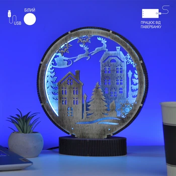 Декоративный деревянный LED-светильник с USB 151202 WoodlandCraft белый нейтральный