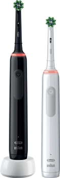 Zestaw elektrycznych szczoteczek Oral-B Pro3 3900 CrossAction Black+White