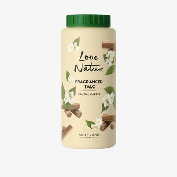 Тальк Oriflame для тіла парфумований з ароматом жасмину та сандала Love Nature 100 г
