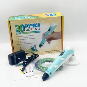 3D ручка для рисования c LCD дисплеем и набором эко пластика 3DPen-2 Blue