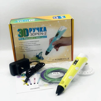 3D ручка для рисования c LCD дисплеем и набором эко пластика 3DPen-2 Yellow