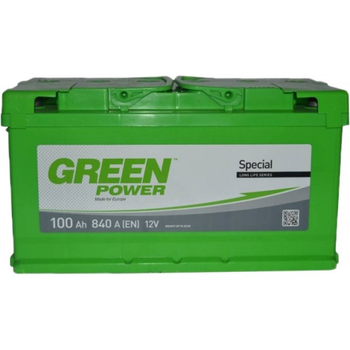 Аккумулятор автомобильный 100Ач 840А "+" справа Green Power, 22364