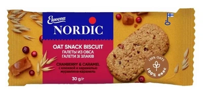 Галеты из овса с клюквой и карамелью Nordic 30 г