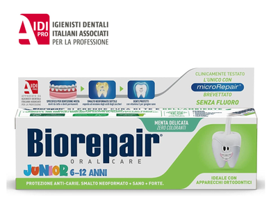 Зубная детская паста Biorepair Junior Юниор 6-12 лет, 75 мл,(Без Фтора)
