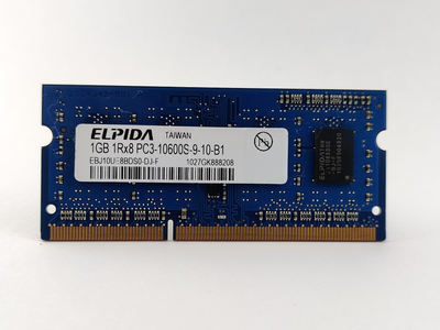 Оперативная память для ноутбука SODIMM Elpida DDR3 1Gb 1333MHz PC3-10600S (EBJ10UE8BDS0-DJ-F) 12781 Б/У