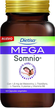 Натуральна харчова добавка Dietisa Mega Somnio Melatonina 1.8 мг Y Triptfano 60 капсул (3175681218352)