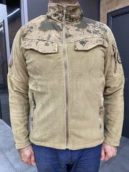 Армейская Кофта флисовая WOLFTRAP, теплая, размер L, цвет Койот, Камуфляжные вставки на рукава, плечи, карманы
