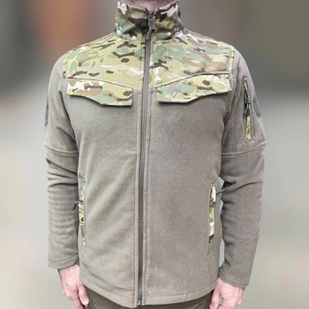 Армейська кофта флісова WOLFTRAP, тепла, розмір XXL, Олива, вставки Мультиком на рукава, плечі, кишені
