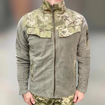 Армейська кофта флісова WOLFTRAP, тепла, розмір L, Олива, Камуфляжні вставки на рукава, плечі, кишені