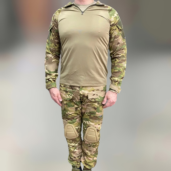 Військова форма Attack (убакс + штани), бавовна-ріпстоп, Мультикам, розмір S, з наколінниками та налокітниками