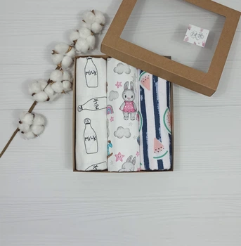 Набор пеленок для новорожденных: непромокаемые и фланелевые a.l.babybox Зайки с игрушками №2 Разноцветный