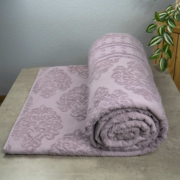 Простирадло-покривало жаккардове махрове 100% Бавовна GM TEXTILE 150x200см 400г/м2 (Світло-Лавандовий)