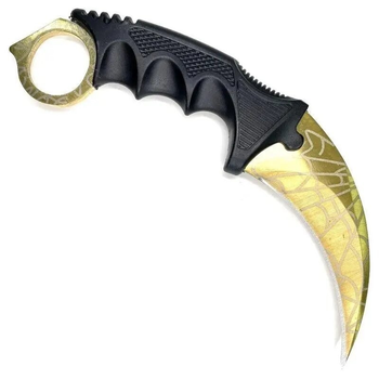 Нож Karambit CS GO керамбит с ножнами золотой с белой паутиной