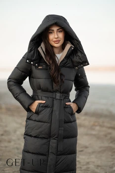 Женское зимнее длинное пальто Fodarlloy XL черное 70682