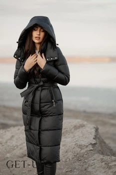 Женское зимнее длинное пальто Fodarlloy XL черное 90682