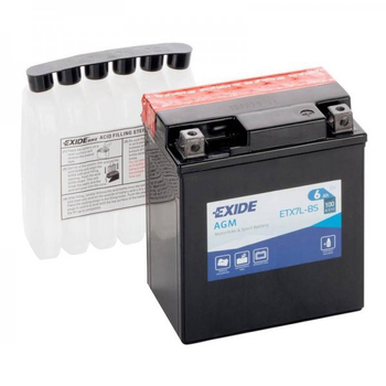 Мото аккумулятор 6Ач 100А "+" справа EXIDE, ETX7L-BS