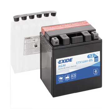 Мото аккумулятор 12Ач 210А "+" слева EXIDE, ETX14AH-BS