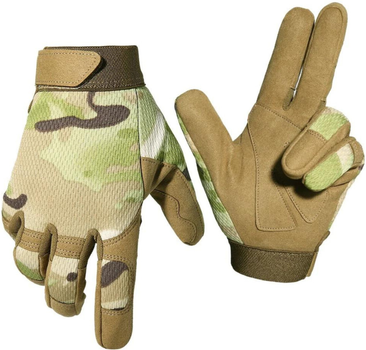 Чоловічі військові тактичні повнопалі рукавички з нейлону мультикам розмір L