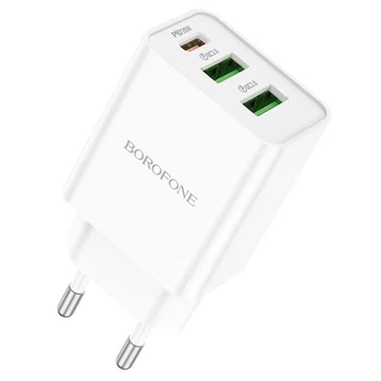 Зарядне мережеве BOROFONE BA70A PD20W+QC3.0 2USB 1Type-C Білий