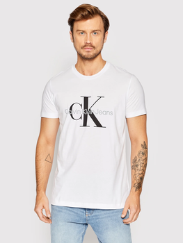 Koszulka męska bawełniana Calvin Klein Jeans J30J320935-YAF L Biała (8719855868865)