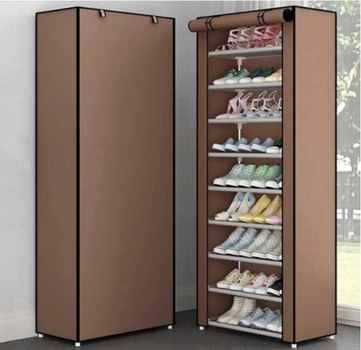 Складной тканевый шкаф стеллаж TOPA для обуви на 9 полок Compages shoes shelf T-1099 Коричневый