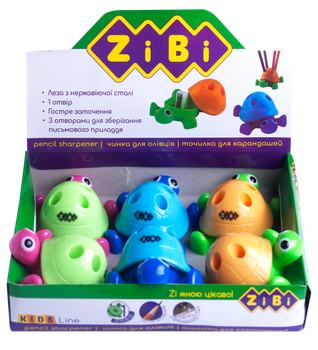 Точилка з контейнером ZB.5535 ЧЕРЕПАШКА 1 отвір асорті (6/360) (ZiBi)