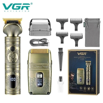 Многофункциональная аккумуляторная машинка для стрижки VGR V 649 электробритва триммер набор для влажного и сухого бритья и стрижки насадками