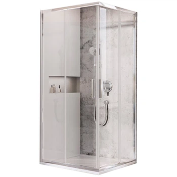 Кабіна для душу RAVAK квадратна дводверна без піддону Blix Slim BLSRV2 90x90x195см прозорий вітраж 6мм профіль хром X1LM70C00Z1