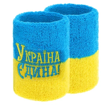 Напульсник спортивный махровый УКРАЇНА Єдина BC-9279 1шт Цвет: Желтый-голубой