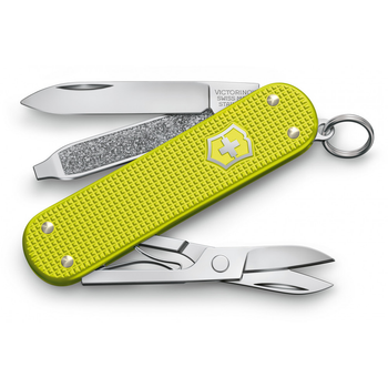 Швейцарский нож Victorinox CLASSIC SD Electric Yellow 58мм/5 функций, рифленые желтые накладки