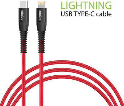 Кабель синхронизации Intaleo CBRNYTL1 Type-C to Lightning 1.2 м 18 Вт Красный (1283126504129)