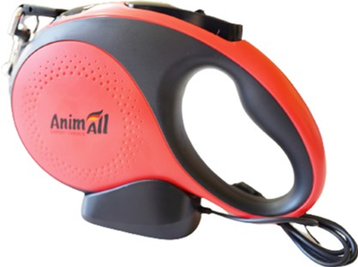 Рулетка-повідець AnimAll M до 25 кг/5 метрів з LED ліхтариком MS7016-5M Червоно-чорна (2000981277338)